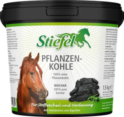 Produktbild von Stiefel Pflanzenkohle Nahrungsergänzungsmittel Pferd