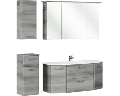 Produktbild von Pelipal Badmöbel-Set Quickset 328 BxHxT 145 x 200 x 39 cm Frontfarbe graphit struktur quer mit Mineralguss-Waschtisch we