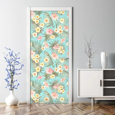 Produktbild von Dekorative Türaufkleber selbstklebend Klebefolie Aufkleber Tropische Blumen 77 x 200 cm