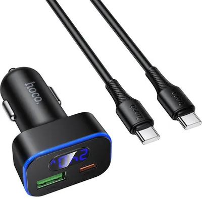 Obrázok produktu pre Autonabíjačka Hoco USB A + USB C PD QC3.0 48 W + kábel USB C na C Z63B čierna