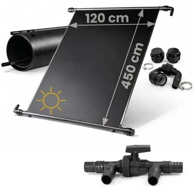 Produktbild von HAF Solarkollektor Poolheizung (2x 450x120cm) – Sonnenenergie für Gartenpool, Heizmatte um 60m³ Wasser mit Solar 6°C zu erwärmen (Mit Solarweiche)