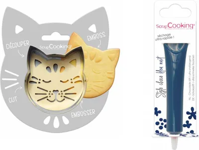 Produktbild von Katzen-Relief-Cookie-Kit + Mitternachtsblauer Schokoladenstift