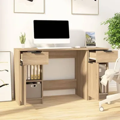 Produktbild von Schreibtisch mit Beistellschrank Sonoma-Eiche Holzwerkstoff , Schreibtische Design 2024