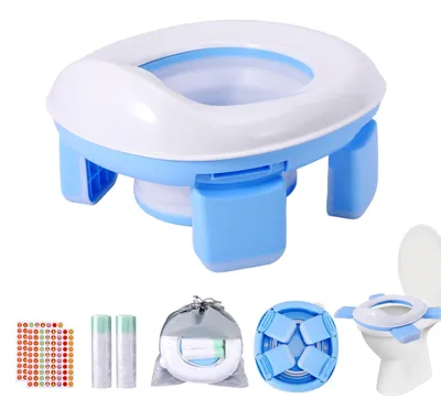 Image de Siège de toilette 3-en-1 pour enfants - Pot pliable pour une utilisation à la maison et en déplacement