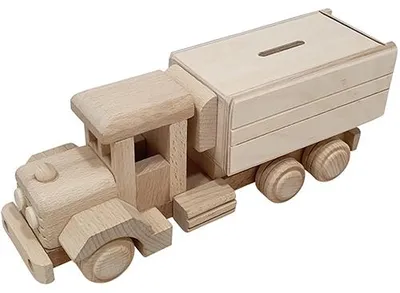Produktbild von Hobbygroep Holz LKW-Spardose - kreative Holzspardose 25x8x9 cm