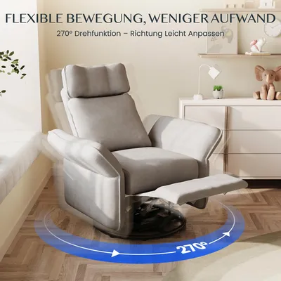 Produktbild von FLEXISPOT XR8 Cradle Elektrischer Relaxsessel mit Decke, Dreh- & Rockingfunktion, Fernsehsessel mit Liegefunktion, 3D-Kopfstütze, Grau