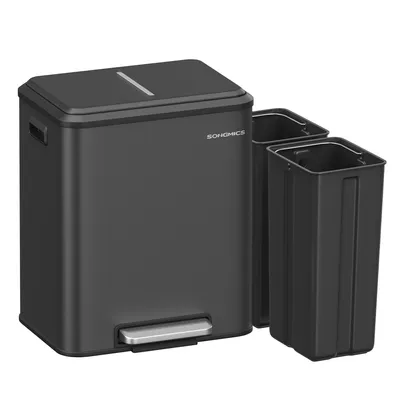 Produktbild von SONGMICS Mülleimer Küche, Mülltrennsystem 2x15L, 2 Fächer,Stahl,Softclose-Deckel