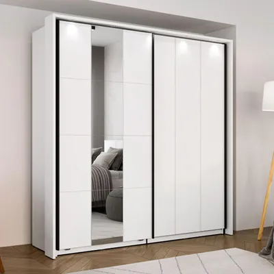 Image de Asilah - Armoire 2 Portes, 195x205h cm Blanc Mat, 2 Tablettes