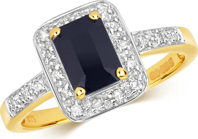 Produktbild von Wunderschöner 9 Karat (375) Gold Damen - Diamant Solitärring Brillant-Schliff 0.10 Karat H - PK mit Saphir, 59 (18.8); TRS28732RSR