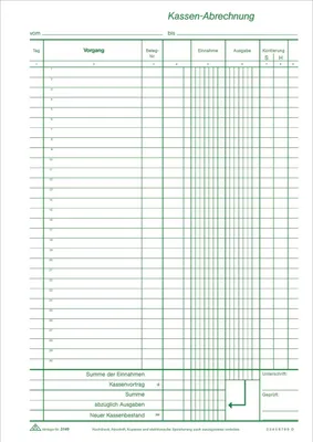 Immagine prodotto di RNK Verlag 3149 Libro cassa senza IVA, 2x50 fogli, DIN A4, carta autocopiante, numerato