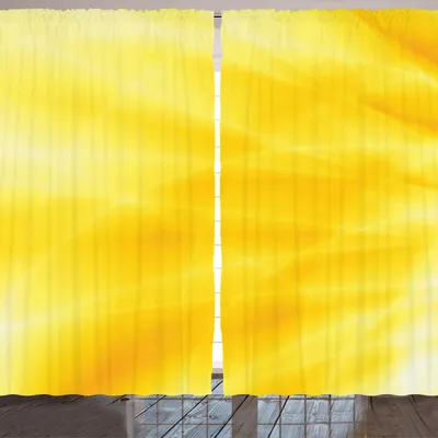 Image de Rideau ARANDE jaune, motif abstrait représentant différents soleils d'été avec différentes nuances de couleurs oniriques, 280 x 175 cm, jaune