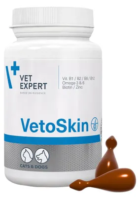 Vetoskin 90 Kapseln für Hunde & Katzen, Omega-3/6 für Fell und Haut