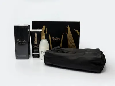 Zdjęcie produktu dla Zestaw Montana Black Edition: woda toaletowa 125 ml + perfumy w sprayu 100 ml + dezodorant w sztyfcie 50 ml