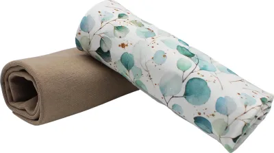 Produktbild von Jersey-Stoffset 0,5 m + Manschettenstücke für Kinderkleidung (Eukalyptus + Tannenbraun, 48er Set)