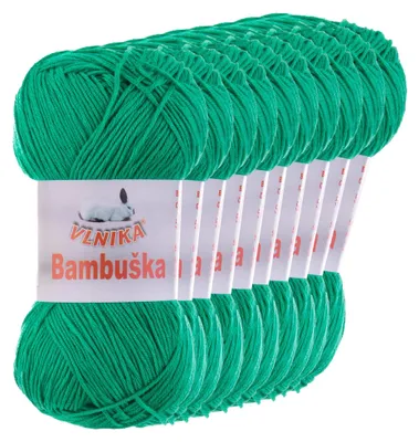 10 x 50g Häkelgarn Bambuska Sommergarn Strickgarn Baumwolle Viskose unifarben, 508 grün