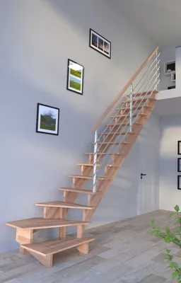 Produktbild von Holztreppe Lindos (Buche) in  1/4 gewendelter Ausführung rechts-80 cm-Design Geländer Edelstahl-ohne Setzstufen