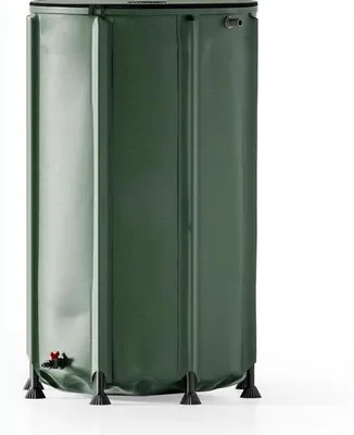 Produktbild von Famanu Regenwasserbehälter 500 l mit Deckel - Wassercontainer aus 620 g/m² PVC - Regenwassertank mit Zapfhahn - Ø 80 x 98 cm