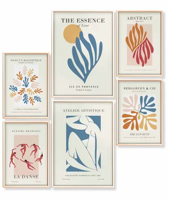Produktbild von Heimlich® Premium Poster Set, 2 x DIN A3 & 4 x DIN A4 - ca. 30x42 & 21x30, Stilvolle Poster Collagen mit passenden Bilder als Wanddeko » Abstrakt Matisse Modern «, Ohne Rahmen