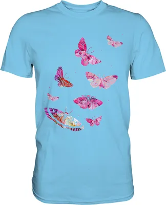 Produktbild von Lila Rosa Schmetterlinge T-Shirt – Sky Blue / S