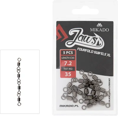 Obrázok produktu pre Mikado Wirbel - JAWS FOURFOLD SWIVELS XL - 35kg - 5 Stk.