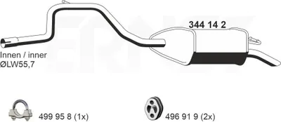 Produktbild von ERNST 344142 Endschalldämpfer für FORD MONDEO III (B5Y) Auspuff