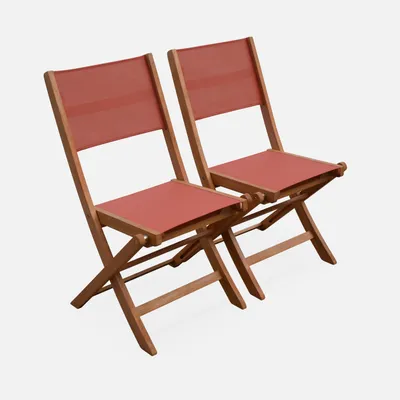 Immagine prodotto di Set 2 sedie da giardino pieghevoli in legno, Terracotta