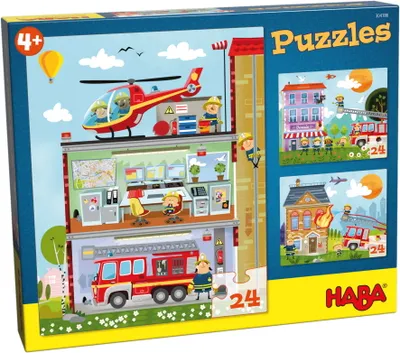 Produktbild von 3 x 24 Teile HABA Kinder Puzzle Kleine Feuerwehr 1304186001
