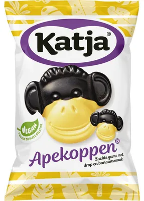 Produktbild von Katja - Katja Apekoppen snoep, zoete drop en banaansmaak, zak van 255 g