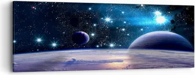 Produktbild von Bild auf Leinwand - Leinwandbild - Kosmos Planet - 90x30cm - Wand Bild - Wanddeko - Wandbilder - Leinwanddruck - Bilder - Kunstdruck - Wanddekoration - Leinwand bilder - Wandkunst - AB90x30-3575