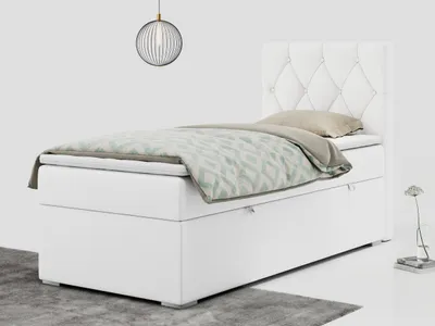 Produktbild von Einzelbett mit Bettkasten, jungenbetten 90 cm, Boxspringbett - ALDA - 90x200cm - rechts - Weiß - H3