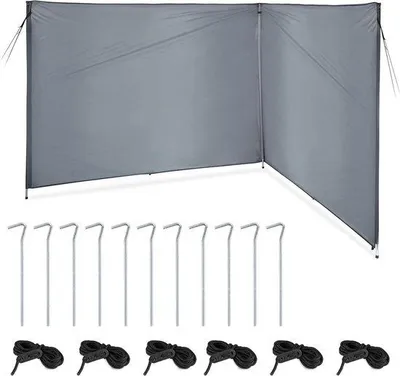 Produktbild von Famanu Windschutz für Camping und Strand - Sichtschutz in Grau, 1,5 x 4 m