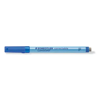 A blue Staedtler Lumocolor correctable marker is shown on a white background.