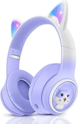 Produktbild von Kinder-Kopfhörer mit Katzen-Design und LED-Licht