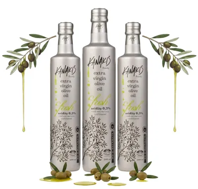 Produktbild von Olivenöle 3x500 ML - Aus Grünen Oliven - Natives Olivenöl Extra - EV FRESH - Glasflasche - reich an Nährstoffen - Fruchtiges Aroma