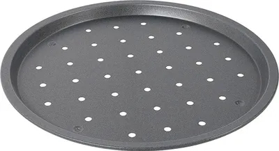 Productafbeelding van Anti-aanbak pizzabakplaat, geperforeerd, set van 6 vormpjes, gemaakt van 0,6 mm dik staal, voorzien van een PTFE anti-aanbaklaag, niet geschikt voor de vaatwasser