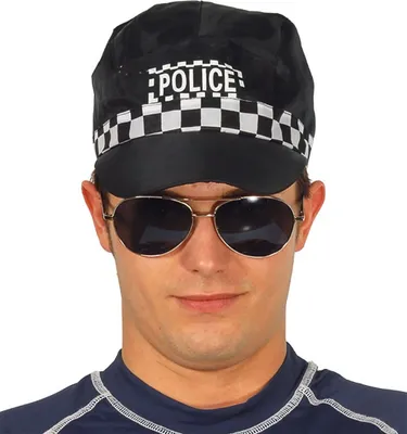 Produktbild von Polizei Partyhut Schwarz Weiß Karneval Accessoire Mottoparty Outfit Kostümfest, Farbe: Schwarz