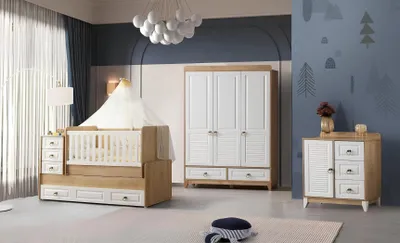 Immagine prodotto di Set completo camera bambini letto armadio cassettiera luce 3 pezzi nuovo