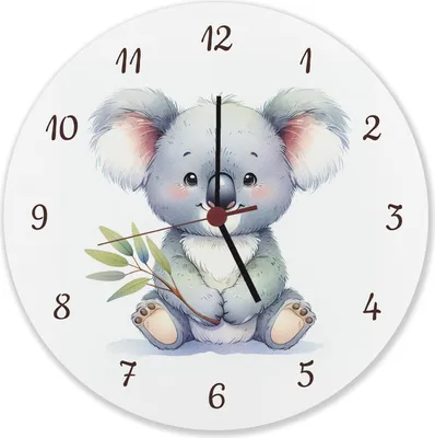 Produktbild von sitzender Koala Wanduhr aus Alu