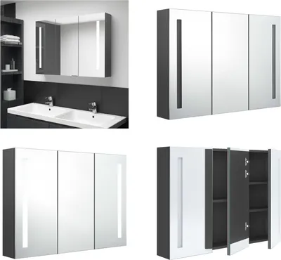 Obrázok produktu pre vidaXL LED zrkadlová skrinka do kúpeľne 89x14x62 cm Grey - Kúpeľňová skrinka - Kúpeľňové skrinky - Zrkadlová skrinka - Zrkadlové skrinky