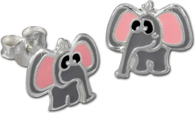 Produktbild von Teenie-Weenie Ohrstecker für Kinder Silber grau rosa Elefant Ohrringe SDO8107K