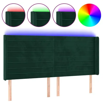 Produktbild von vidaXL LED Kopfteil Dunkelgrün 183x16x118/128 cm Samt