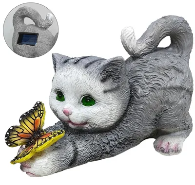 Produktbild von Solar Katzenfigur mit LED, Gartendeko Outdoor, wasserdicht, automatische Beleuchtung, für Rasen, Hof & Terrasse, Geschenk Katze