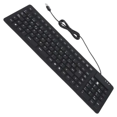 Obrázok produktu pre Klávesnica so 108 klávesmi, španielska verzia, s USB pripojením, prenosná, skladateľná, tichá, vodotesná, odolná proti prachu, silikónová