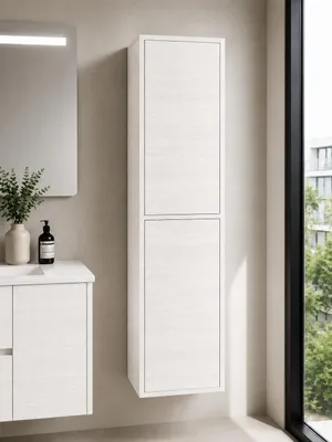 ORIGEN BATH FLORENCIA Badschrank 35x25x140 cm, 2 Türen, Nordisch Weiß