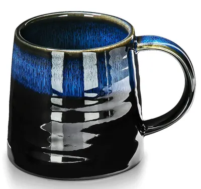 Productafbeelding van Grote koffiemok, 500 ml, keramiek, blauw, met handvat