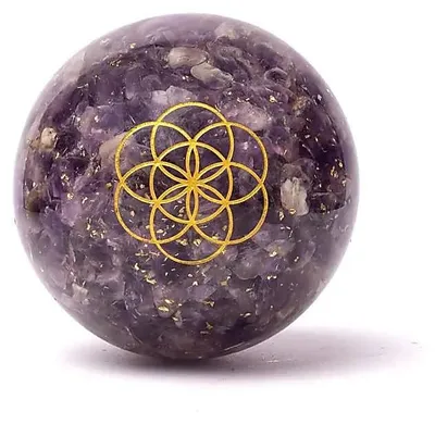 Produktbild von Orgonitkugel Amethyst mit Samen des Lebens – ±5,5 cm