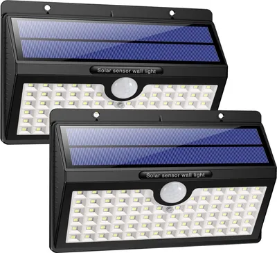 Produktbild von 2er Solar LED Wandlampen 78 LEDs, Bewegungsmelder, IP65, Garten & Terrasse