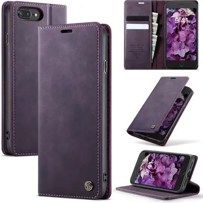 Produktbild von Handyhülle für iPhone 6s Plus/6 Plus/7 Plus/8 Plus Hülle Leder mit RFID Schutzhülle Klapphülle Magnet Kartenfach Standfunktion Lila