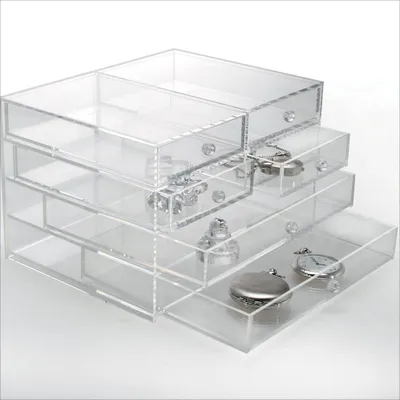 Produktbild von Acryl-Schmuckbox mit 6 Schubladen. Format ca. 165 x 215 x 140 mm
