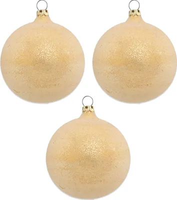 Produktbild von Thüringer Glasdesign Weihnachtsbaumkugel Ø 8 cm (3 Stück) - Perlentau Gold | Glas Christbaumkugeln M